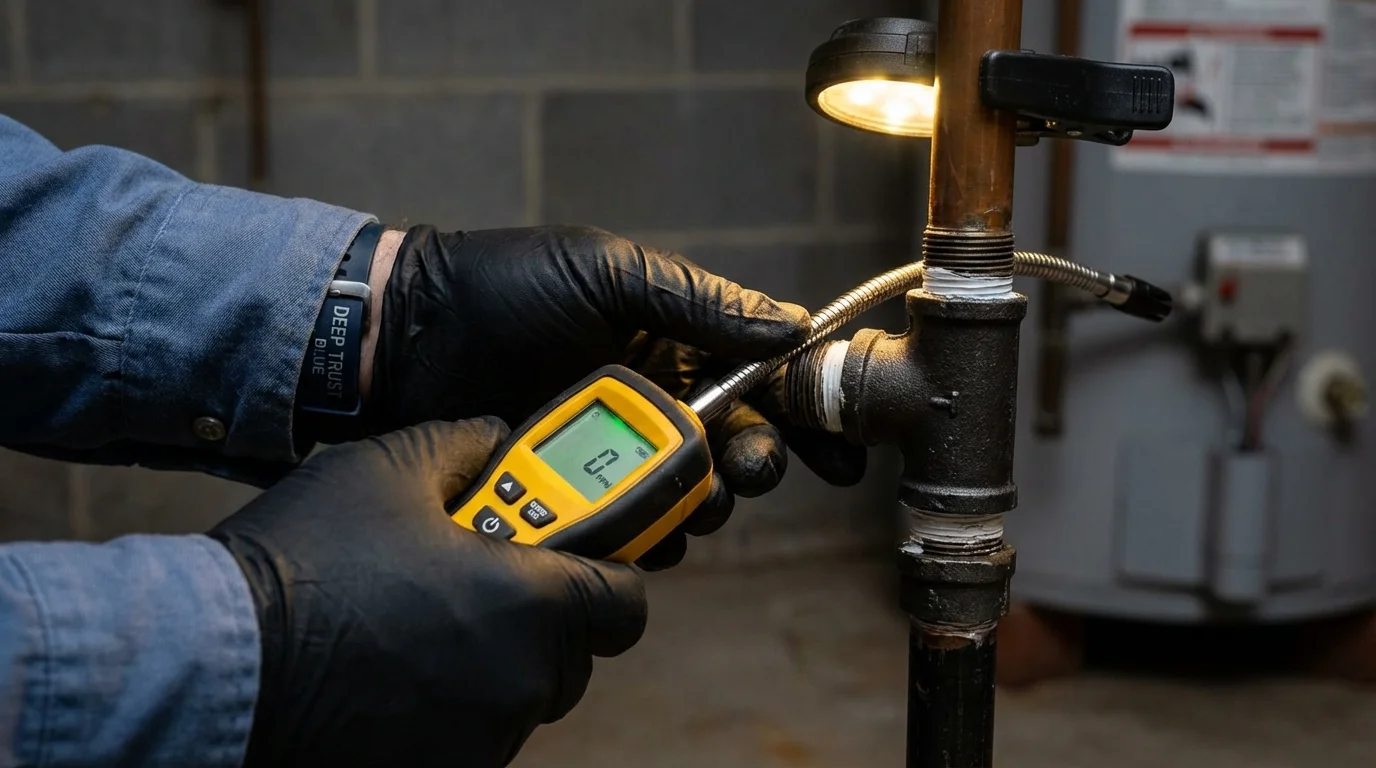 Gas leak detection with electronic sniffer by Johns Plumbing LLC in Bellport