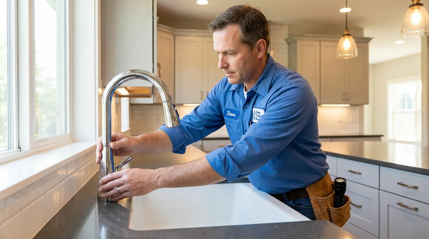 Kitchen faucet installation by Johns Plumbing LLC in Bellport